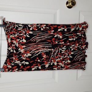 Vintage Ann Taylor silk midi skirt fully lined black orange cream size 6